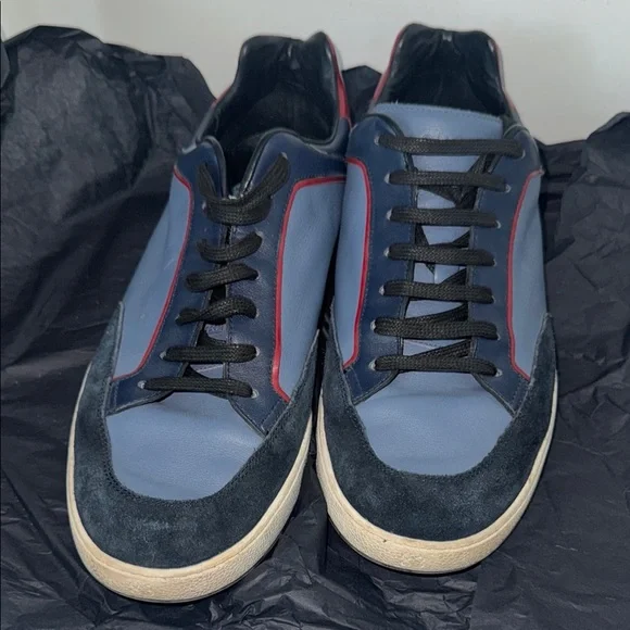 Men's Blue and Red Leather Sneakers NWT - Picture 4 of 8